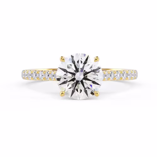 Lab Created Diamonds set in Yellow Gold Round Cathedral Pavé Setting (Main View)