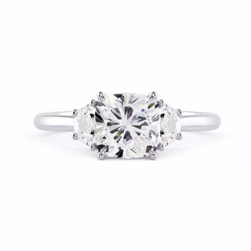 White Gold Cushion and Half Moon Setting featuring Diamonds (Main View)