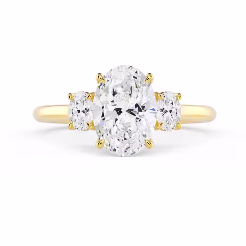Lab Diamonds Oval Three Stone Setting in Yellow Gold (Main View)