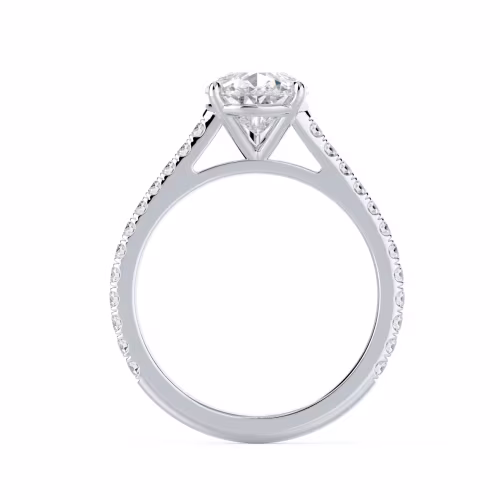 White Gold Pear Cathedral Pavé Setting featuring Lab Grown Diamonds (Profile View)