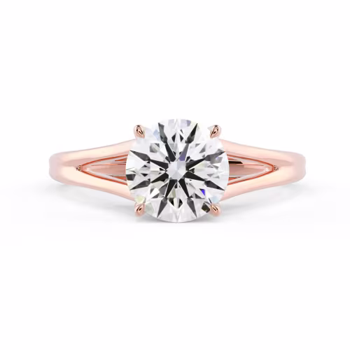Diamonds Split Shank Solitaire in Rose Gold (Main View)