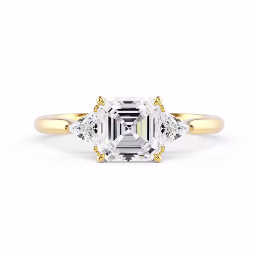 Yellow Gold Asscher and Trillion Setting featuring Exceptional Quality Diamonds (Main View)