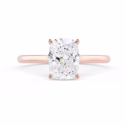 Diamonds set in Rose Gold Cushion Trellis Solitaire Diamond Engagement Ring (Main View)
