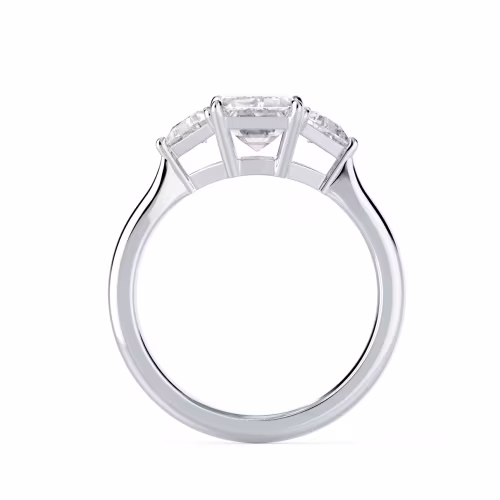 Lab Grown Diamonds Emerald and Trillion Setting in White Gold (Profile View)
