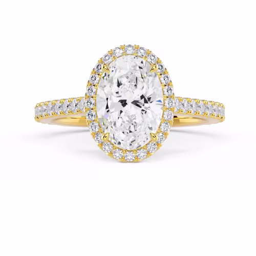 Lab Diamonds Oval Halo Pavé Diamond Engagement Ring in Yellow Gold (Main View)