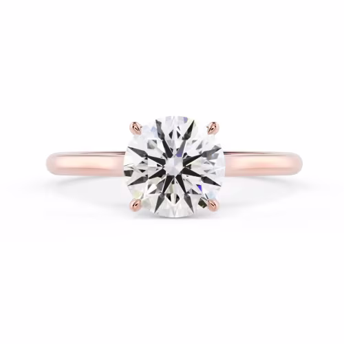 Diamonds Round Trellis Solitaire Diamond Engagement Ring in Rose Gold (Main View)