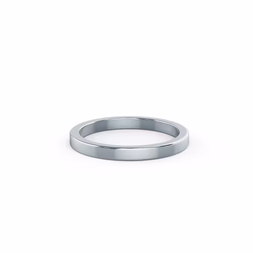 Plain Metal Created Diamonds Petite Flat Ring in 18k White Gold (Main View)