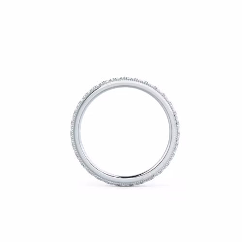 Plain Metal Diamonds set in White Gold Engraved Eternity Band (Profile View)