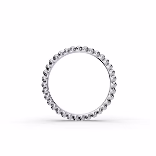 Plain Metal Platinum Beaded Eternity Band (Profile View)