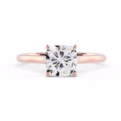 Diamonds Cushion Cathedral Solitaire in Rose Gold (Main View)