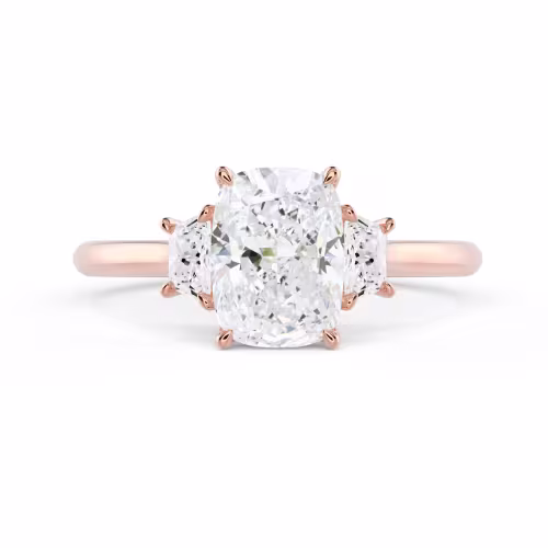 Rose Gold Cushion and Trapezoid Setting featuring Lab Created Diamonds (Main View)