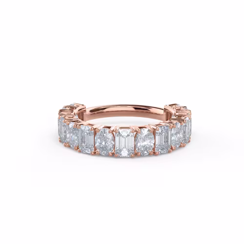 14 Karat Rose Gold Emerald and Oval Three Quarter Band featuring Exceptional Quality 3.75 Carat Lab Diamonds (Main View)