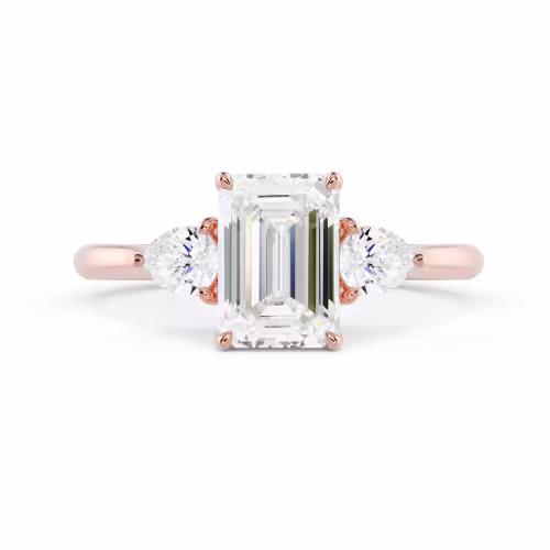 Lab Diamonds Emerald and Pear Setting in Rose Gold (Main View)