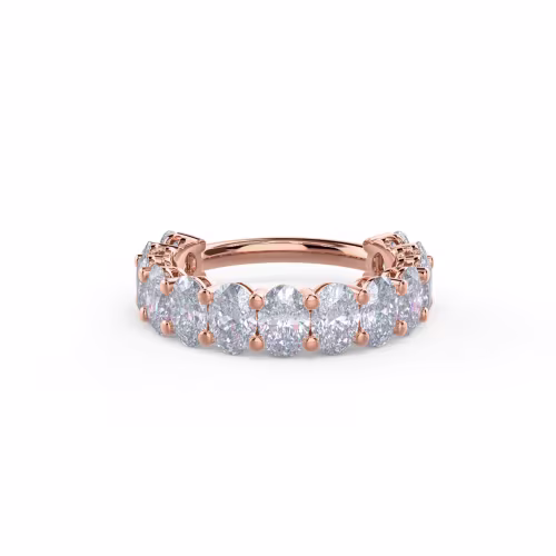 14 Karat Rose Gold Oval Basket Three Quarter Band featuring High Quality 4.0 Carat Lab Created Diamonds (Main View)