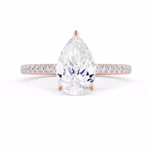 Rose Gold Pear Cathedral Pavé Setting featuring Diamonds (Main View)