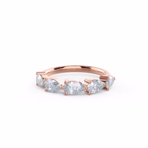 1.5 ct Lab Diamonds set in 14k Rose Gold Pear East-West Five Stone (Main View)