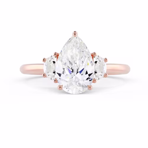 Man Made Diamonds Pear and Half Moon Setting in Rose Gold (Main View)