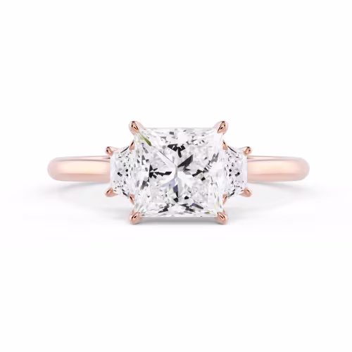 High Quality Diamonds Princess and Trapezoid Setting in Rose Gold (Main View)