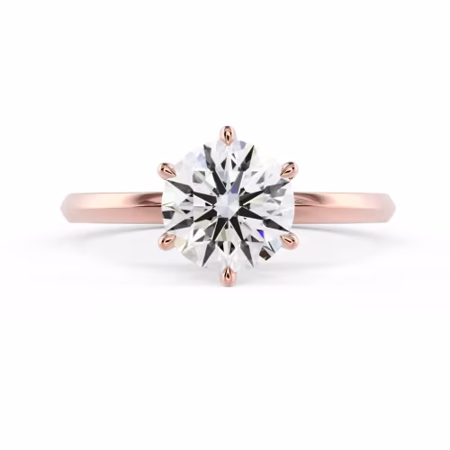 Diamonds Round Classic Six Prong Solitaire Diamond Engagement Ring in Rose Gold (Main View)