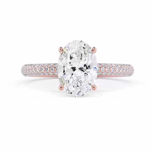 Lab Grown Diamonds set in Rose Gold Three Sided Pavé Setting (Main View)