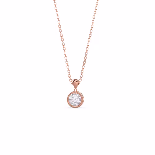 High Quality Round Lab Created Diamonds set in Rose Gold Single Bezel Set Round Diamond Pendant (Main View)