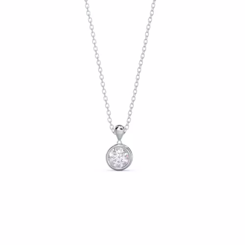 Round Brilliant Diamonds set in White Gold Single Bezel Set Round Diamond Pendant (Main View)