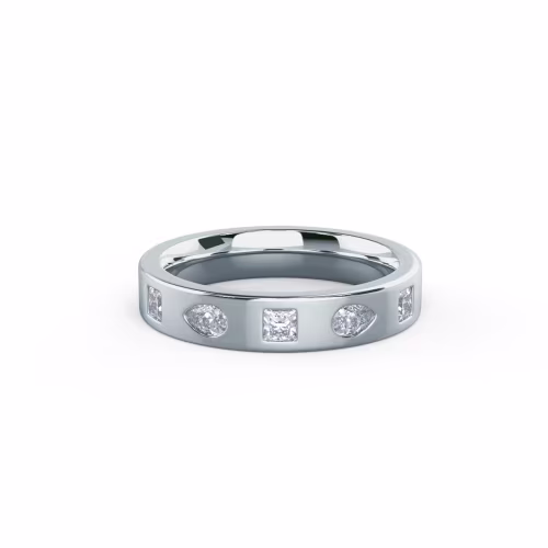 White Gold Princess and Pear Flush Set Five Stone featuring Lab Grown Diamonds (Main View)