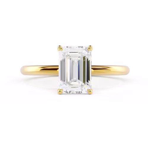 Yellow Gold Emerald Classic Four Prong Solitaire featuring High Quality Lab Grown Diamonds (Main View)