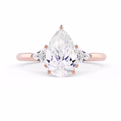 Rose Gold Pear and Trillion Setting featuring Lab Diamonds (Main View)