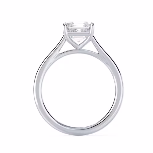 White Gold Asscher Cathedral Solitaire Diamond Engagement Ring featuring Lab Diamonds (Profile View)