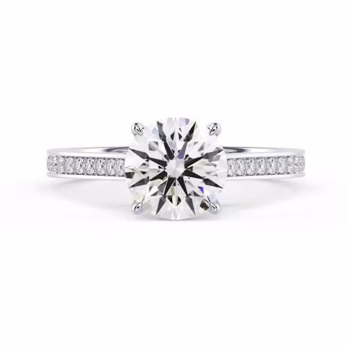 Lab Created Diamonds set in White Gold Channel Diamond Engagement Ring (Main View)
