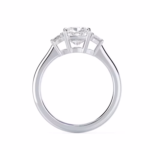 White Gold Cushion and Half Moon Setting featuring Diamonds (Profile View)