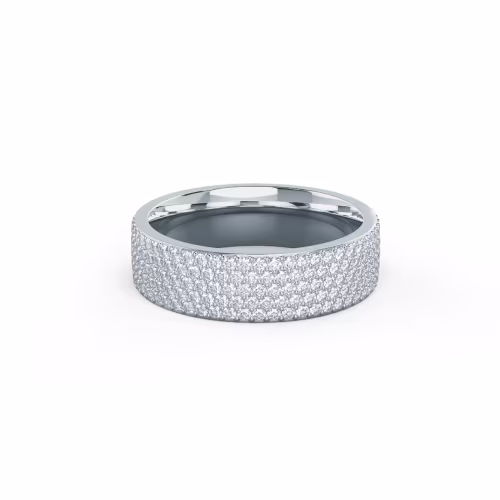 Exceptional Quality 1.0 Carat Round Diamonds set in 18k White Gold Five Row Pavé Three Quarter Band (Main View)