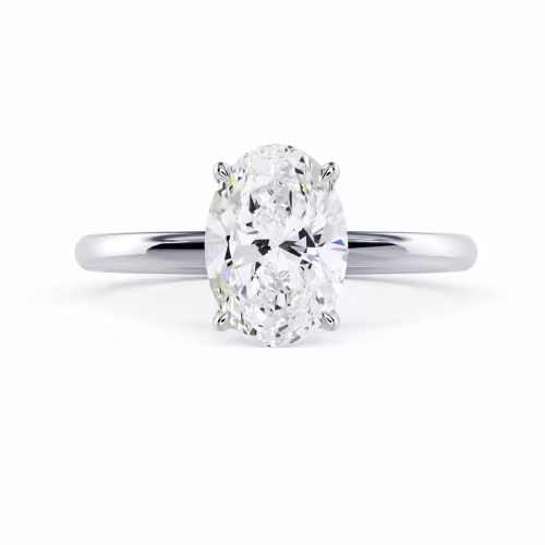 White Gold Floral Basket Solitaire featuring Exceptional Quality Lab Created Diamonds (Main View)