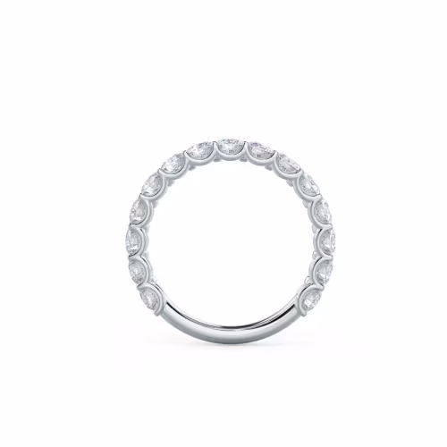18k White Gold French U Three Quarter Band featuring 1.75 ctw Round Diamonds (Profile View)