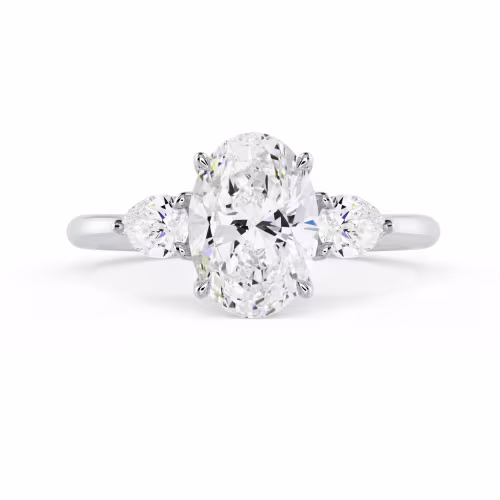High Quality Lab Diamonds Oval and Pear Diamond Engagement Ring in White Gold (Main View)