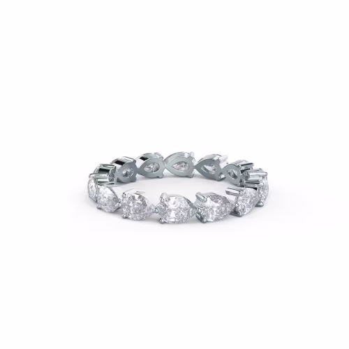 2.0 Carat Synthetic Diamonds set in 18k White Gold Pear East-West Eternity Band (Main View)