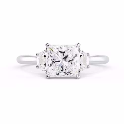 High Quality Diamonds Princess and Half Moon Setting in White Gold (Main View)