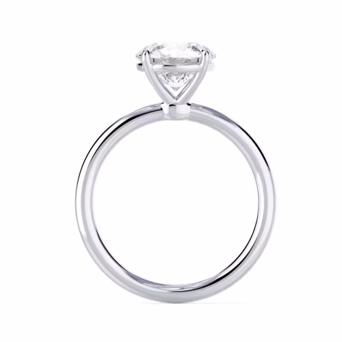 Lab Grown Diamonds Round Petite Four Prong Solitaire Diamond Engagement Ring in White Gold (Profile View)