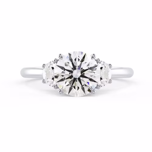 Lab Diamonds Round and Half Moon Setting in White Gold (Main View)
