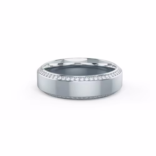 Round Lab Diamonds set in White Gold Wide Beveled Channel Eternity Band (Main View)
