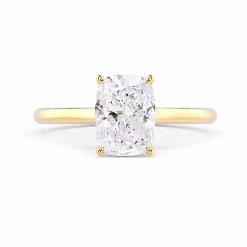 Hand Selected Diamonds set in Yellow Gold Cushion Cathedral Solitaire Diamond Engagement Ring (Main View)