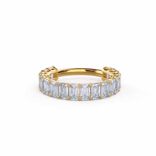 3.6 Carat Lab Diamonds set in 14kt Yellow Gold Emerald Three Quarter Band (Main View)