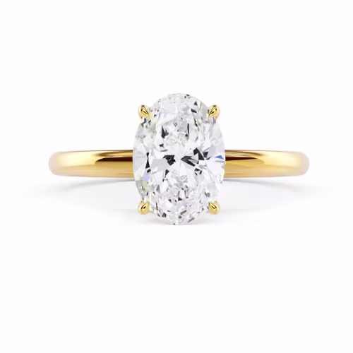 High Quality Lab Diamonds set in Yellow Gold Floral Basket Solitaire Diamond Engagement Ring (Main View)