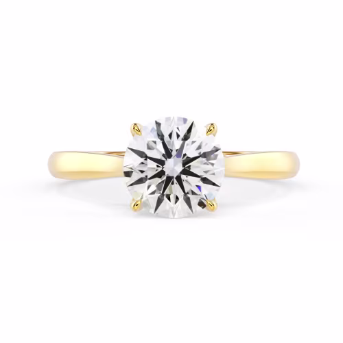 Lab Created Diamonds Open Tapered Cathedral Solitaire Diamond Engagement Ring in Yellow Gold (Main View)