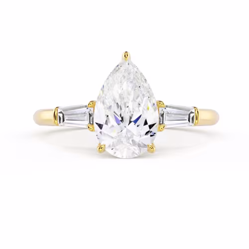 Exceptional Quality Diamonds Pear and Baguette Setting in Yellow Gold (Main View)