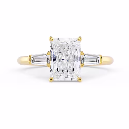Diamonds set in Yellow Gold Radiant and Baguette Diamond Engagement Ring (Main View)