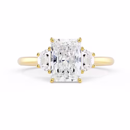 Yellow Gold Radiant and Half Moon Setting featuring Lab Diamonds (Main View)