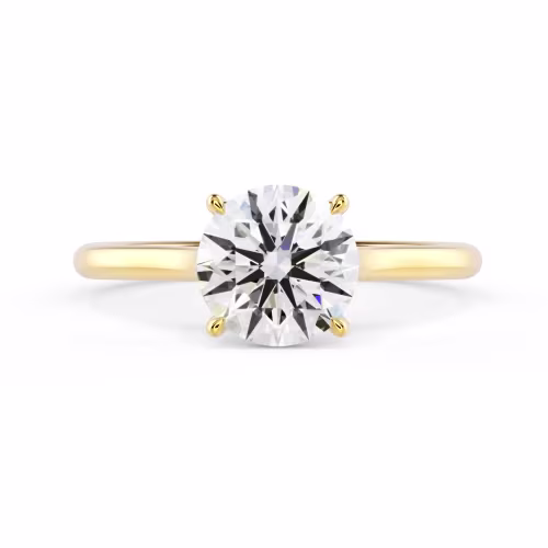 Yellow Gold Round Trellis Solitaire featuring High Quality Lab Grown Diamonds (Main View)