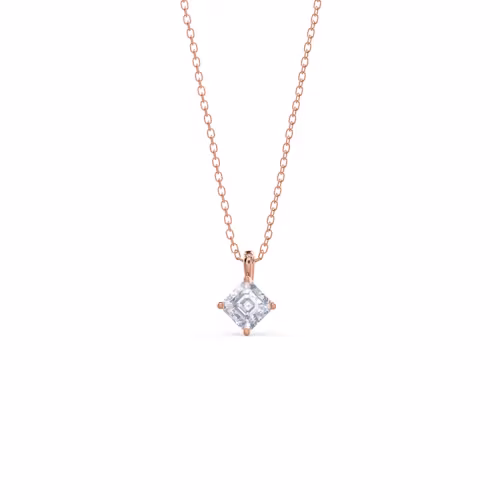 0.7 ct Diamonds set in 14k Rose Gold Asscher Cut Diamond Solitaire Pendant (Main View)
